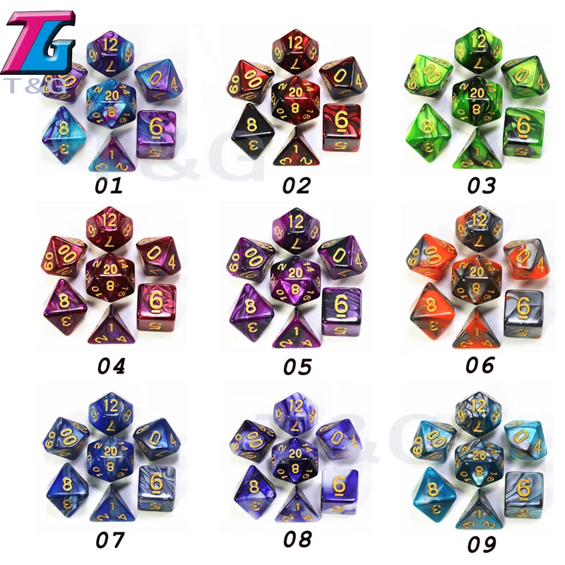 Лучшая сделка 9 цветов на выбор разноцветные игральные кости с сумкой DND RPG