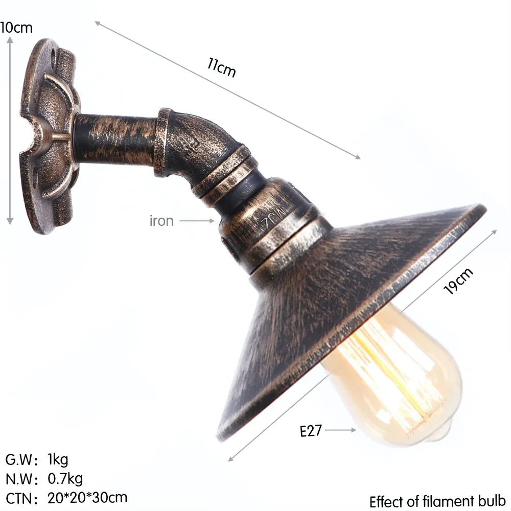 

RH Loft Decor LED Wall Light Retro Iron Water Pipe Wall Lamp Industrial Edison Wall Sconce Bedside Home Lighting Wandlamp
