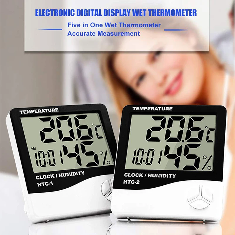 indoor and outdoor electronic digital thermometer and hygrometer wall mounted or standing with alarm clock function free global shipping