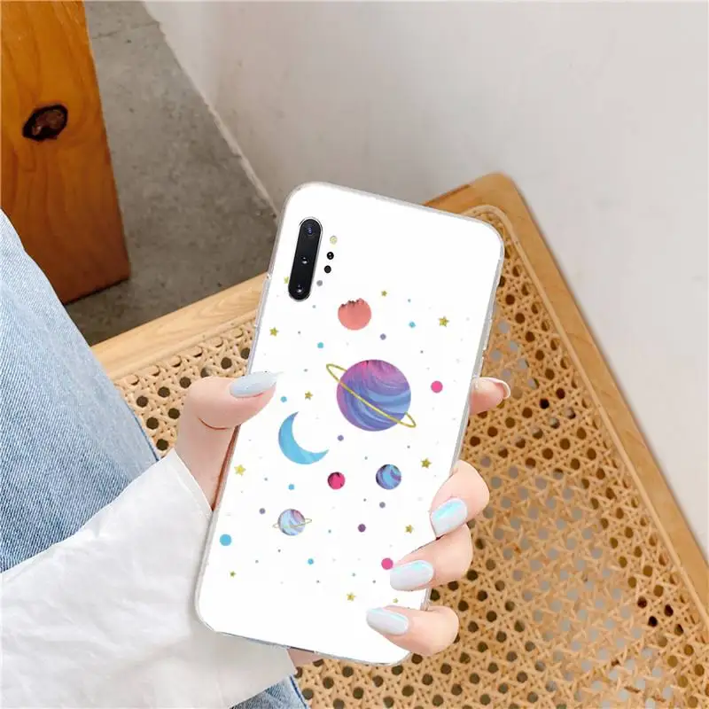 

Astronaut Space UFO Stars cute Phone Case Transparent for Samsung A 71 51 21S S 20 fe 10 9 8 plus xiaomi 11 redmi note 9 8 s pro