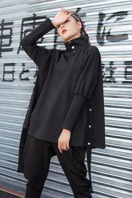 

Spring and autumn new large-size personalized women's wear, irregular show Thin half-high collar women bf Harajuku coat
