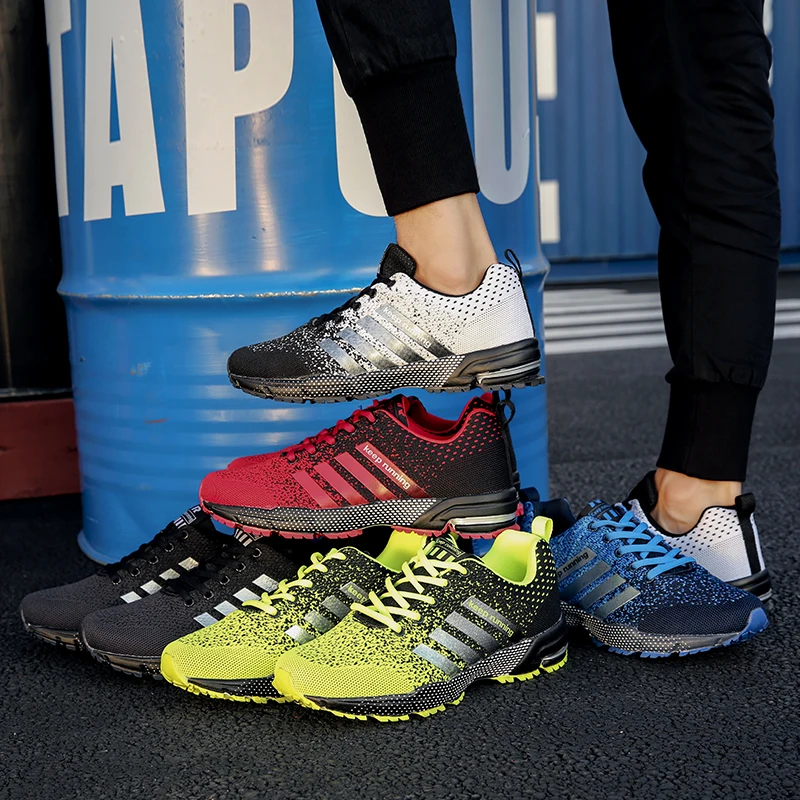 

2021 New Flying Woven Men Running Shoes Outdoor Lightweight Non-Slip Breathable Casual Shoes Fitness Sports Jogging Shoes Unisex