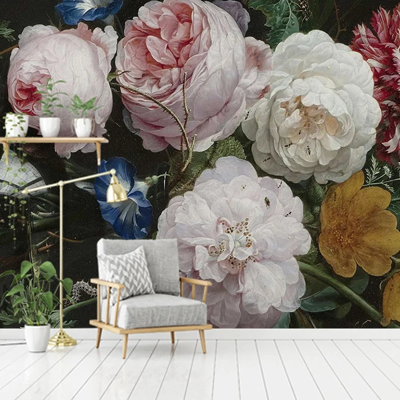 Custom 3D Wallpaper For Walls Roll European Style Retro Nostalgic Floral Flowers Large Mural Art Wall Painting Living Room Decor