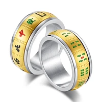 jhsl male men statement solid rings mahjong pattern design stainless steel fashion jewelry gift size 6 7 8 9 10 11 12