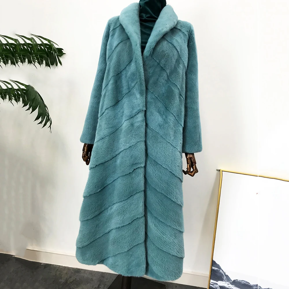TOPFUR Luxury 120 CM Long Real Mink Fur Coat Women Natural Real Fur Coat Winter Solid Color Lapel Collar Long Jacket Female 2020