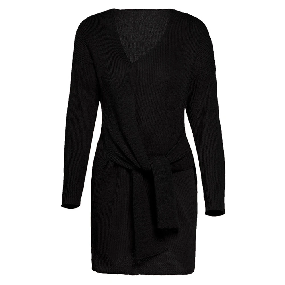 Новинка Европейская Женская блузка с поясом Осенний тонкий кардиган длинным