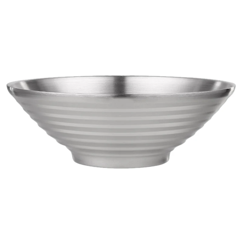

Stainless Steel Ramen Bowl Double Layer Anti-Scald Soup/Noodle Bowl Water Ripple Household/Commercial Tableware 1.4L