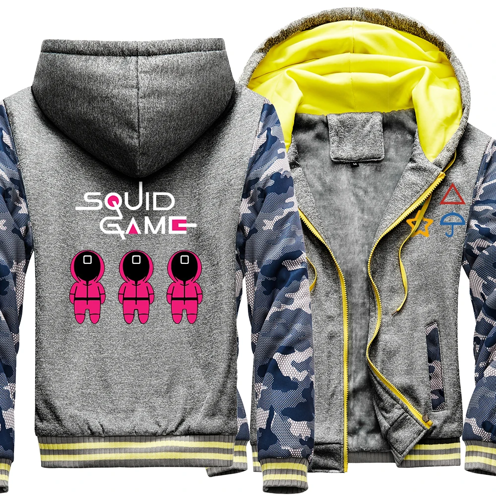 

2021Squid Game Cartoon Characters Printed Men'S Hoody Soft Thermal Coat For Male Plus Size Hooded Fashion Fleece Mens Hoodies