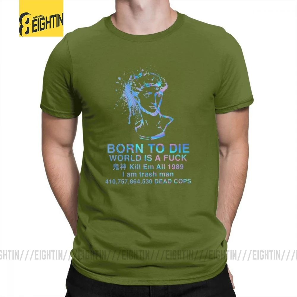 Vaporwave, футболки, Born to Die, футболки, большой размер, хлопок, мужские футболки с круглым воротником, графические, короткий рукав, стильные, уникальные - Цвет: Армейский зеленый