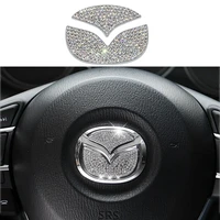 car steering wheel logo diamond decoration cover sticker for mazda 2 3 5 6 axela atenza allegro cx3 cx5 cx7 cx9 cx30 accessories
