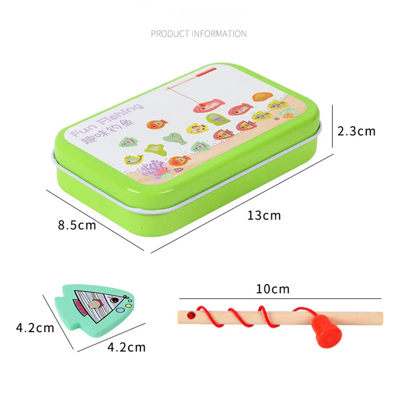Детский развивающий деревянный Рыболовный набор с рыбками магнитная игрушка для