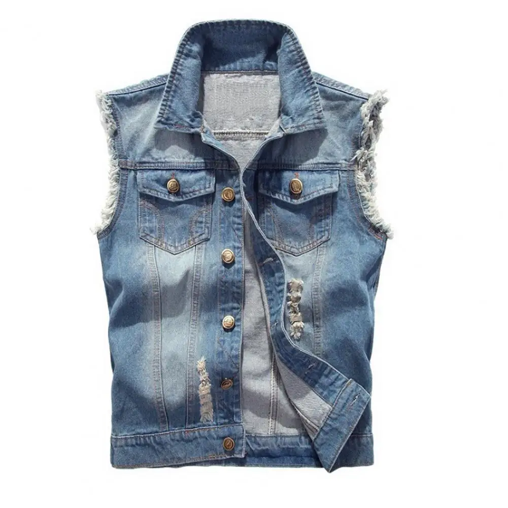 

Hip-hop Stylish Sleeveless Men Vest Single-breasted Vest Buttons for Daily Wear