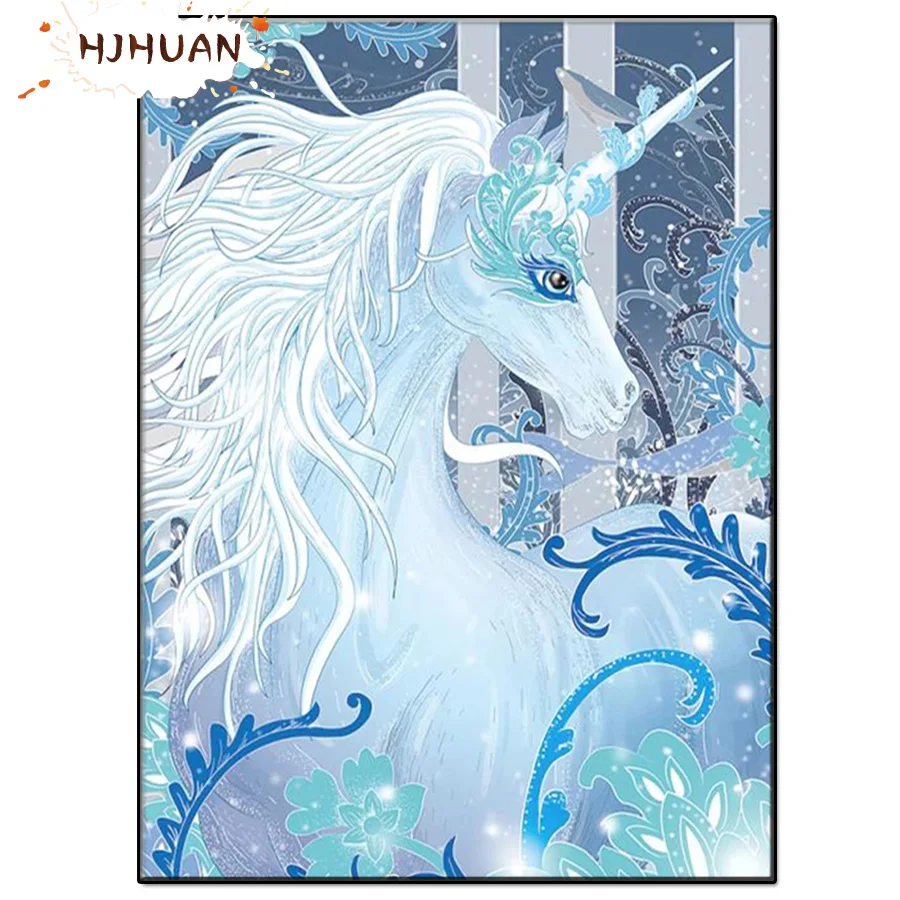 

Мультфильм, животное, единорог, алмазная живопись, круглая Алмазная вышивка, мозаика, украшение для дома, узор, сделай сам, ручная работа, Новогодний подарок