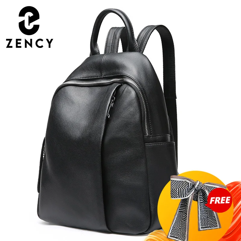 Рюкзак Zency из 100% натуральной кожи для женщин классический школьный ранец с