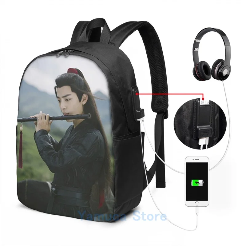 Забавный рюкзак с графическим принтом WWX USB-зарядкой мужские школьные сумки