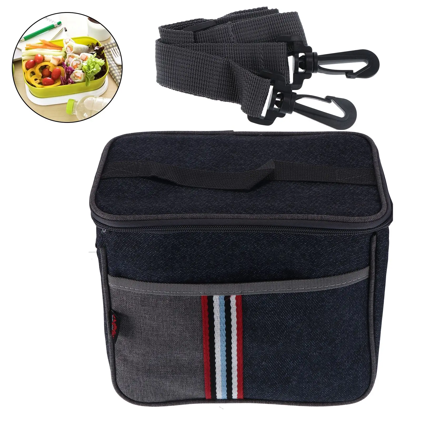 

Oxford cloth Lunch Bag Stripe Insulated Thermal Food Picnic Handbag Portable Shoulder Lunch Box for working lunches