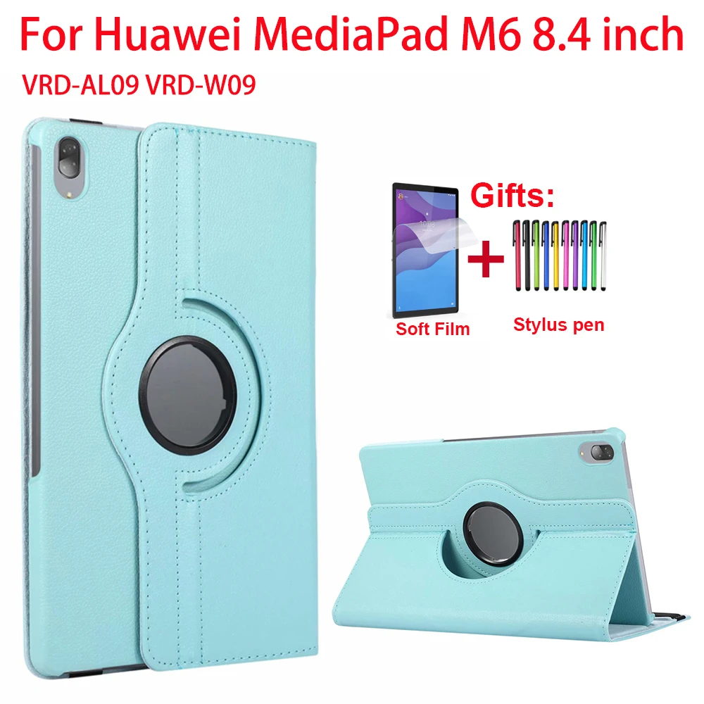 

360 Degree Rotating Leather Case For Huawei MediaPad M6 8.4 2019 Cover For M6 8.4 inch Tablet Stand Case VRD-AL09 VRD-W09 Funda