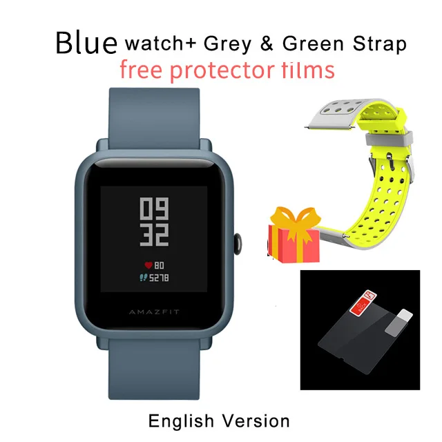 blue a gray strap 1 год гарантии Amazfit Bip Lite Смарт-часы, глобальная версия, 45 дней Срок службы батареи 3ATM в соответствии со стандартом водонепроницаемости Smartwatch для Xiaomi - Цвет: blue a gray strap