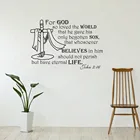 Наклейка на стену с надписью God So Love The World, стикер с христианскими мотивами, Библия, Джон 3:16, WL1794
