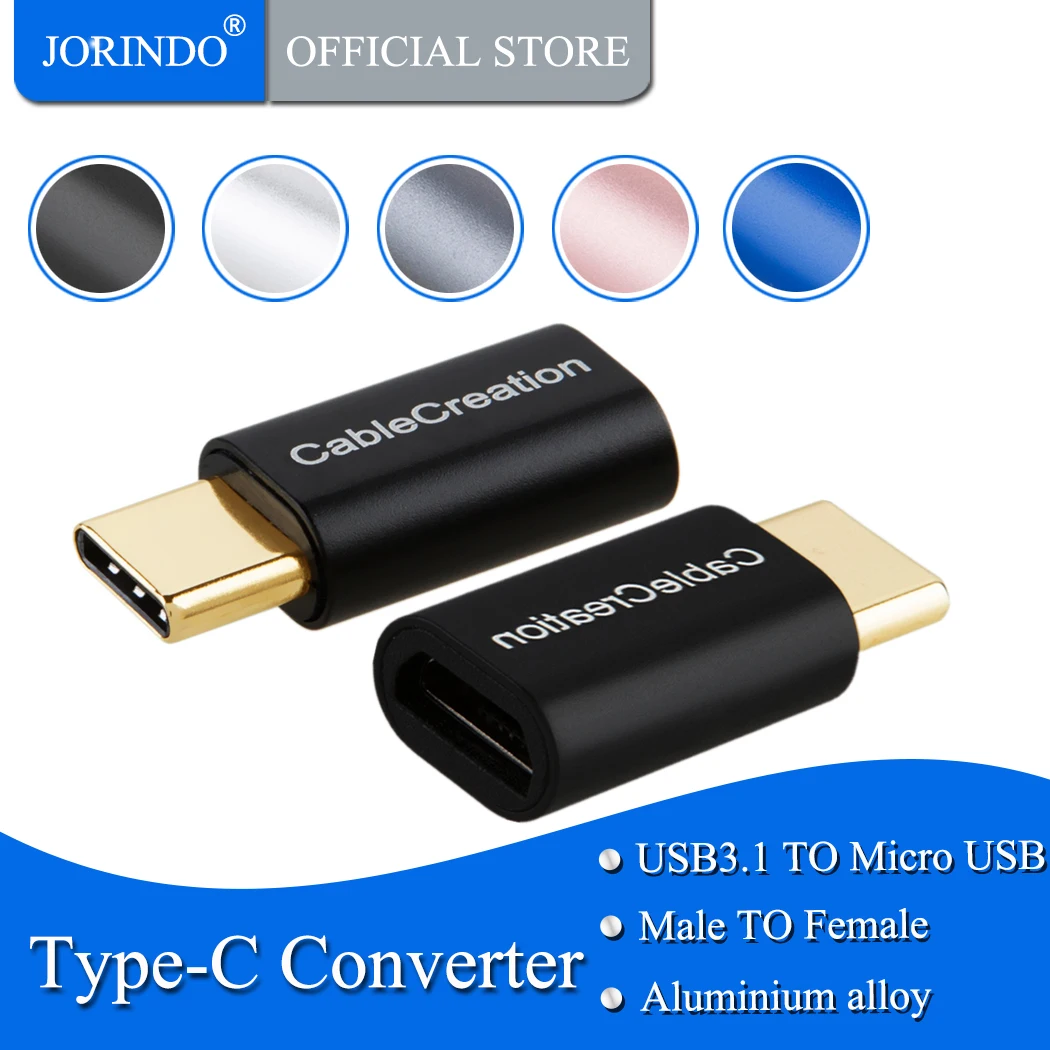 USB-C к Micro USB адаптер JORINDO Женский usb type C Мужской данные и зарядка с 56K резистор