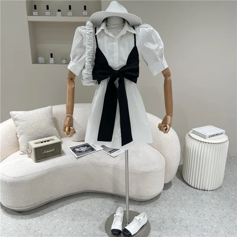 

Women's Spring Summer 2021 Fashion Niche Design Slim Shirt Dress And Sling