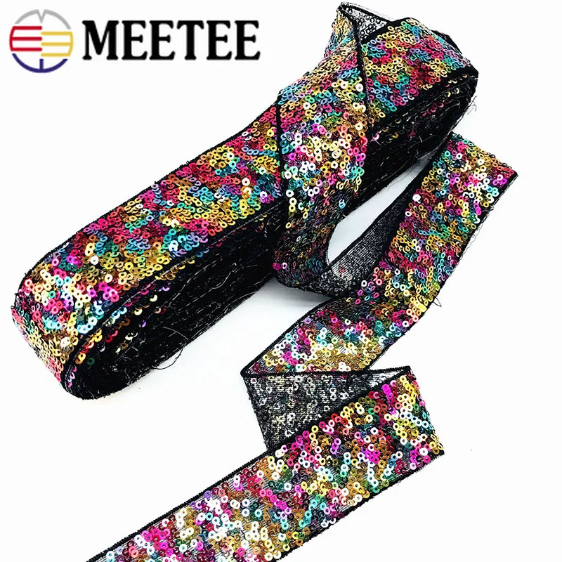 Экологически чистые сетчатые блестки 6 м 38 мм кружевные ленты с вышивкой тканевые