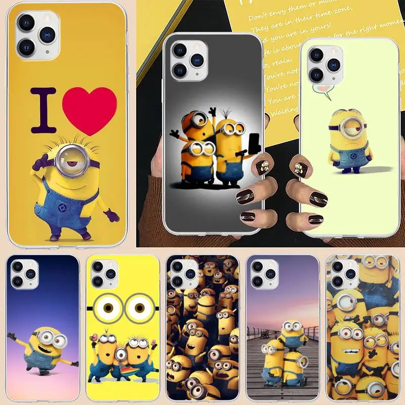 Милый мультяшный чехол для телефона Miniones iPhone 6 7 8 Plus 11 12 ProMax X XR XS Max SE задняя