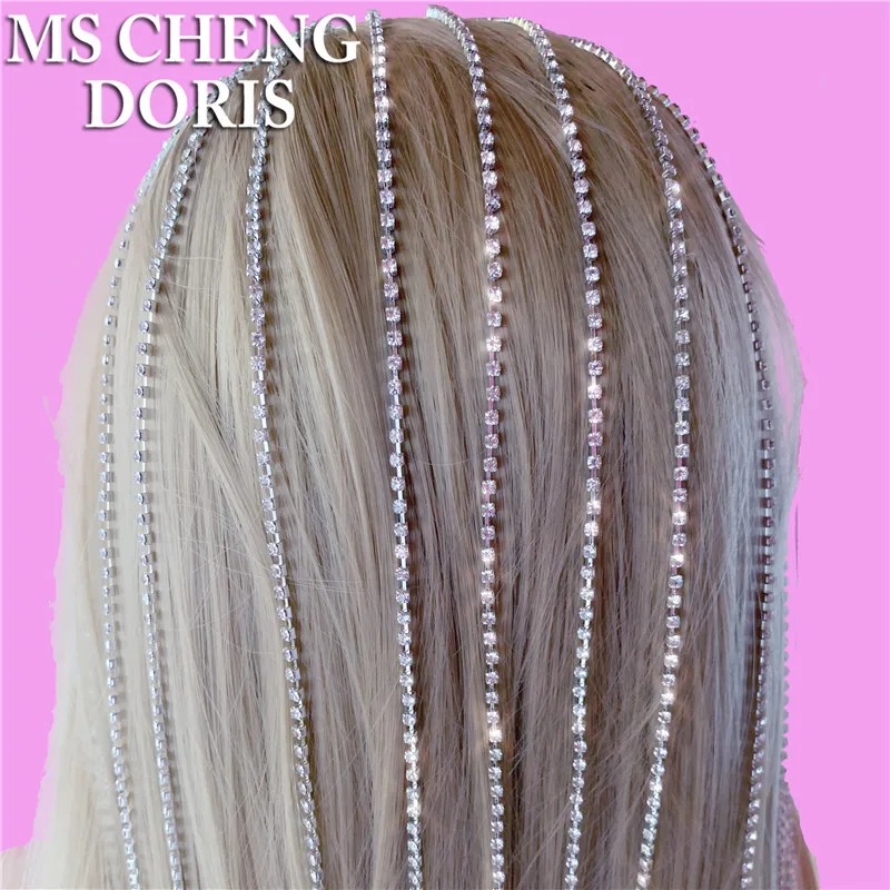 

Hair Chain Headpiece Accessories for Women Crystal Hair Hoop Headband Head Chain Jewelry Long Tassel Rhinestone Luxury Tiaras
