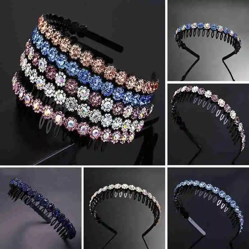 

Простой многоцветный ободок Стразы расческа тонкий ободок для волос для девушек заколка с кристаллами аксессуары для волос для фотосъемки