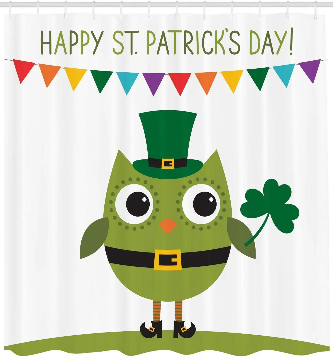 День Святого Патрика занавеска для душа Сова с костюм Лепрекона поздравительный