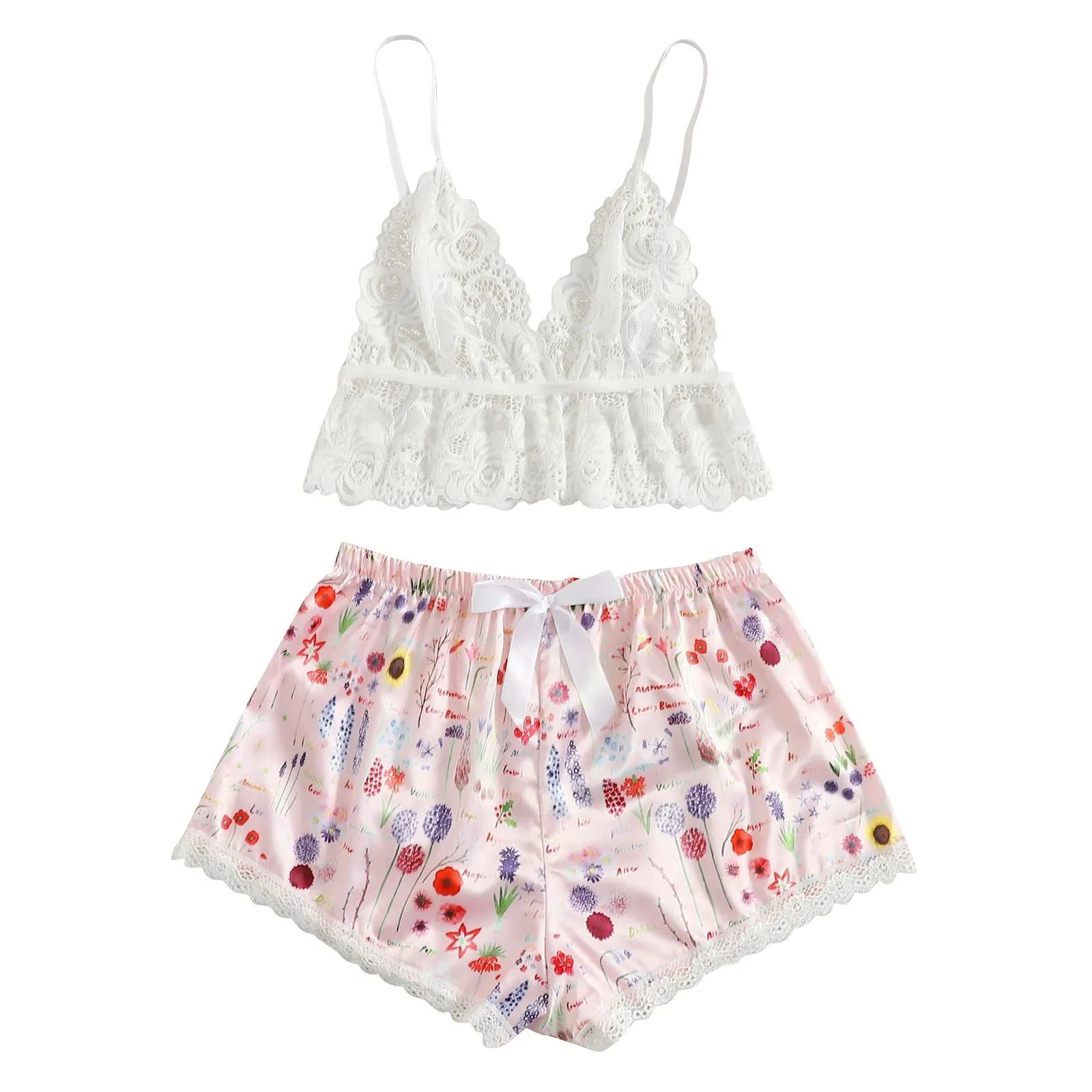 

New Sexy Women Sleepwear Lace Home Suit Lingerie Silk Underwear Sleepwear Underwear Pajamas Satin camisones para dormir gecelik