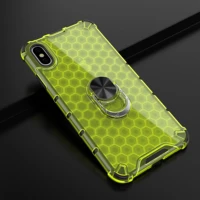 honeycomb armor magnetic metal ring stand shockproof case for iphone 11 pro max xs xr x 8 7 6s 6 plus se 2020 hard pc back cover