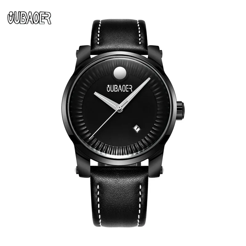 

oubaoer 2020 men's belt quartz watch with calendar casual disc pointer water watch