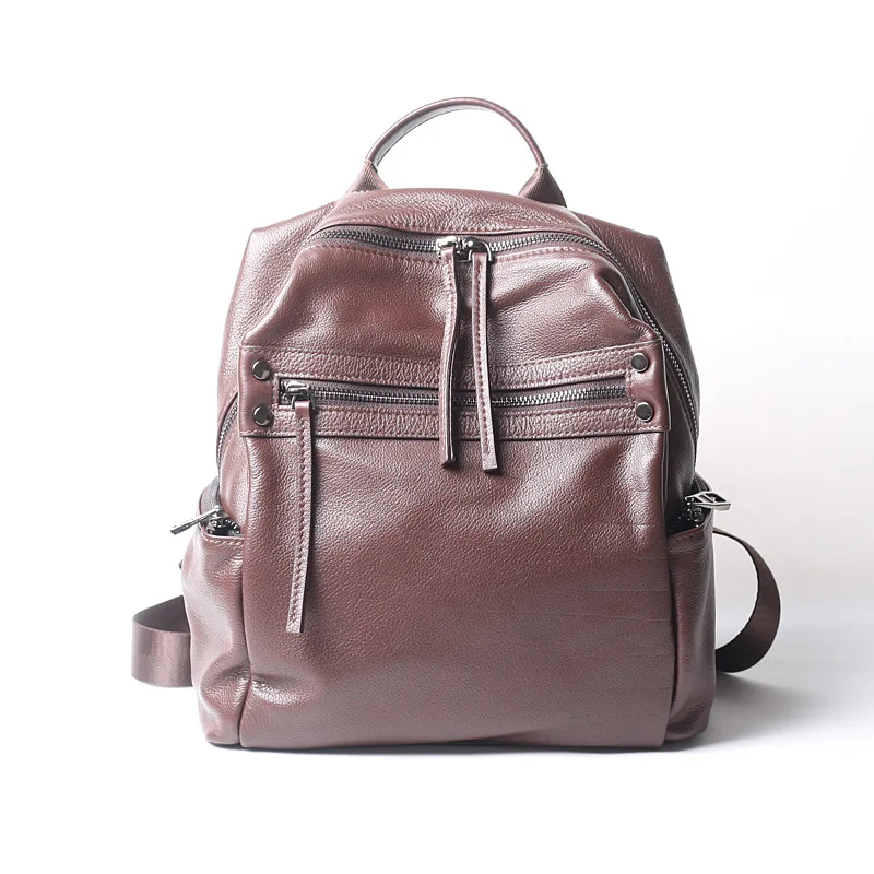 

Bestform High Quality Genuine Leather Shoulder Bag Women Backpack 2021 New Vintage Large Capacity Soft Cowhide Travel Backpack
