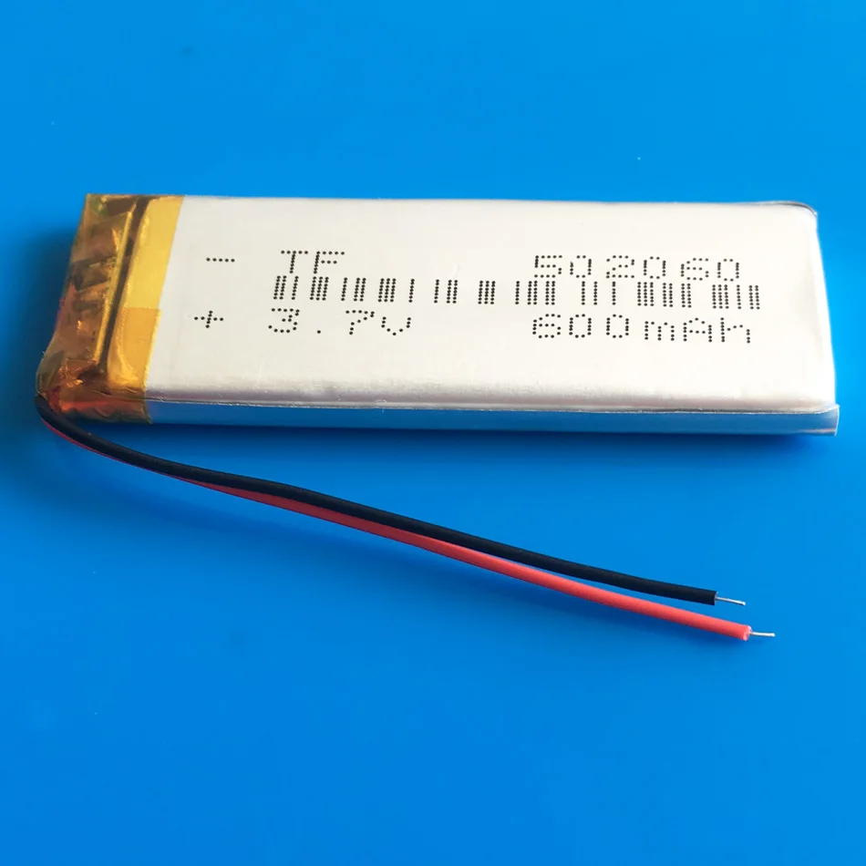 502060 3.7V 600mAh lipo polymer lithium rechargeable battery for MP3 GPS DVD bluetooth recorder headset e-book camera