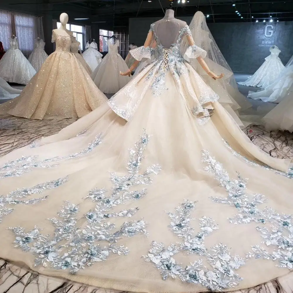 Роскошное бальное платье HTL1038 свадебные платья с круглым вырезом рукавом