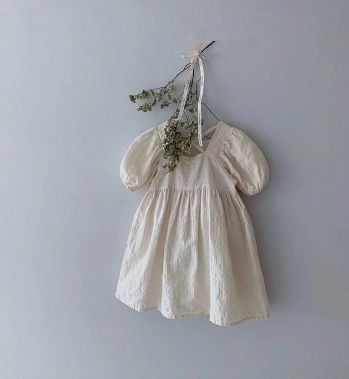 INS/летнее однотонное бежевое платье Bebes для маленьких девочек винтажное