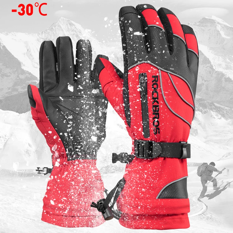 ROCKBROS 30 градусов зимние велосипедные перчатки термальные водонепроницаемые