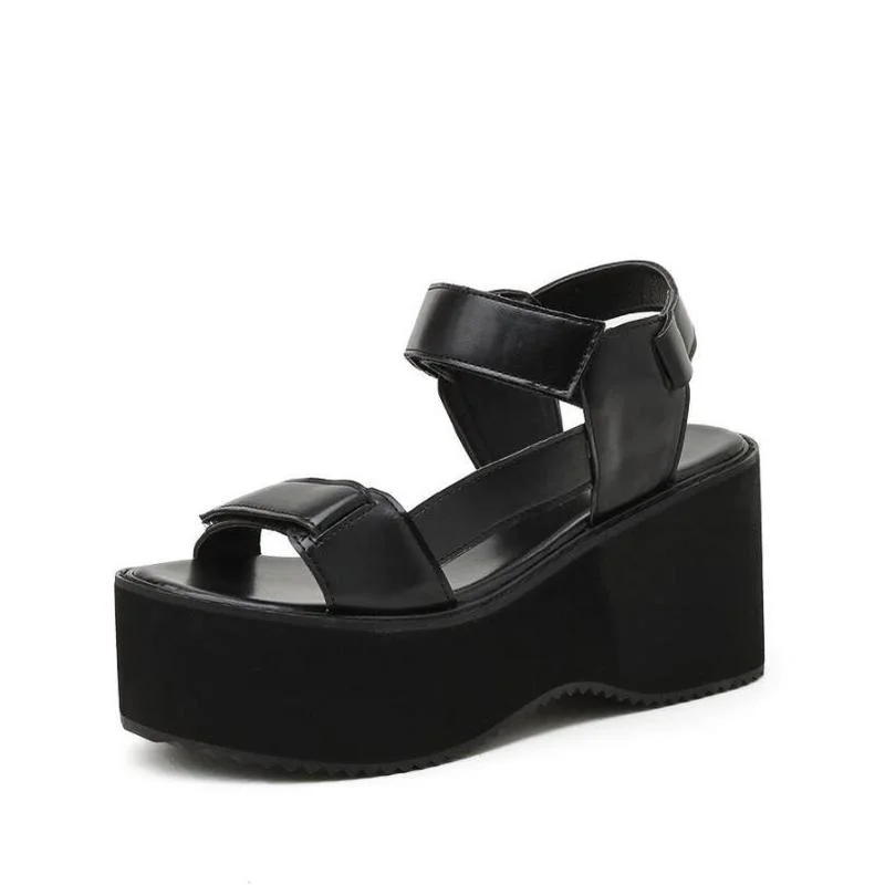 

Buckle Strap Slingback Platform heels Sandals Women Peep Toe Strap Summer Sandals Women leisure shoes Punk Goth Shoes Women
