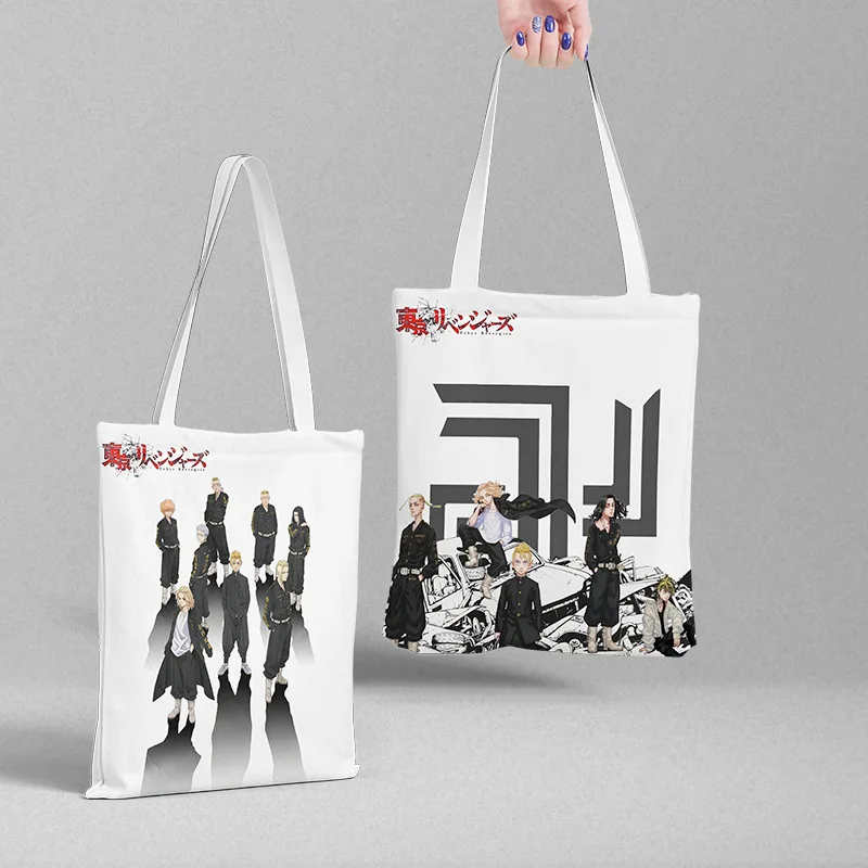 

38x35cm Tokyo Revengers Canvas Bag Anime Tokyo Avengers Peripheral Student Handbag Shopping Bag for Woman Document Bags Female