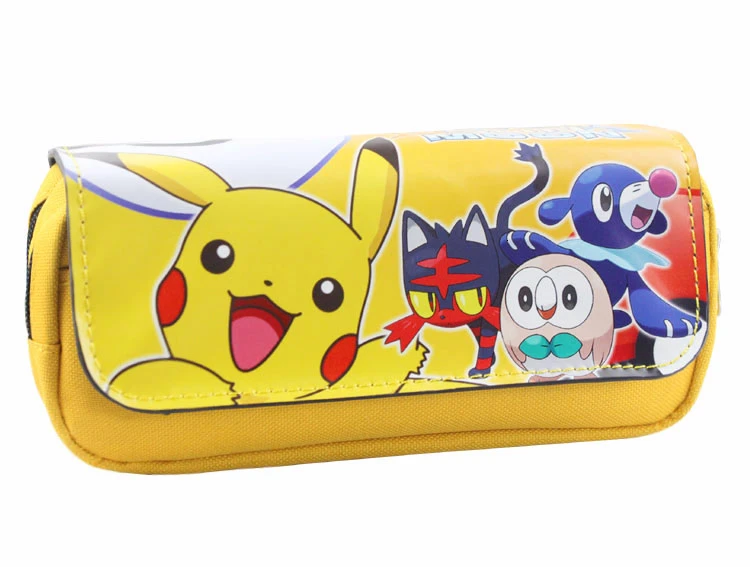 Чехол-карандаш Kawaii Pokemon Pikachu для девочек, вместительный Многофункциональный милый школьный Чехол-карандаш на молнии для офиса и школы