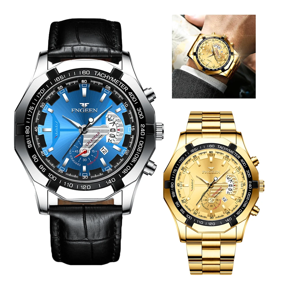 

Watch Men Stainless Steel Business Calendar Clock Waterproof Luminous Quartz Wristwatch Luxury Male Sport Bracelet