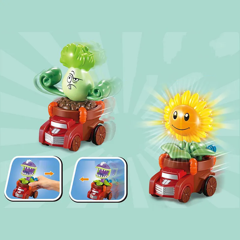 

Plants VS Zombies6 Styles Pull-Back Vehicl Toy Collection Action Model Peashooter Anime Figure Bullet Tabletop Boys' Battle Game