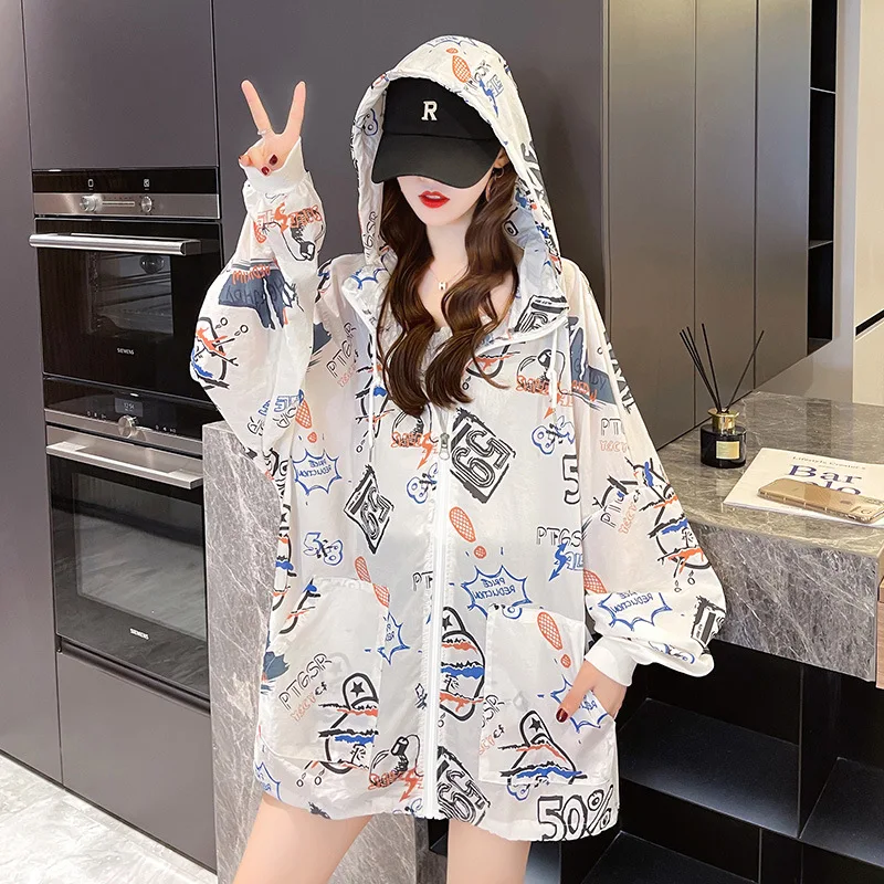 

Women's summer 2021 new loose casual western style thin zipper cardigan sunscreen coat