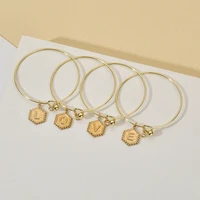 zmzy fashion cz girls gold color stainless steel bracelet bangle letter fashion initial alphabet charms bracelets for women