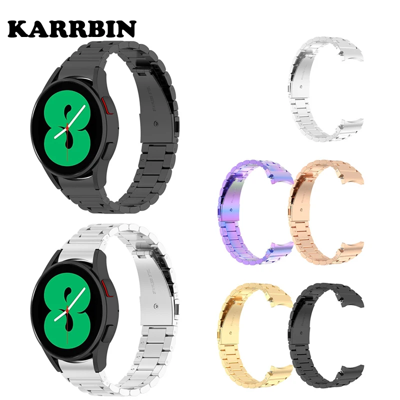 

Ремешок KARRBIN из нержавеющей стали для часов Samsung Galaxy Watch 4 40 мм 44 мм, металлический браслет для Galaxy Watch 4 Classic 42 мм 46 мм