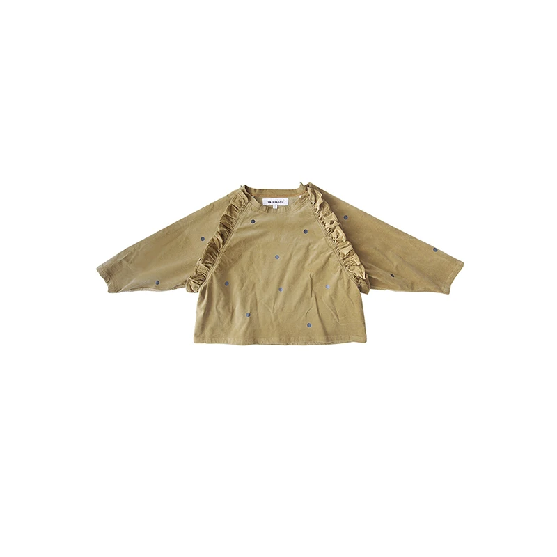 

imakokoni camel polka dot short shirt original design loose bat sleeve top female new 182289