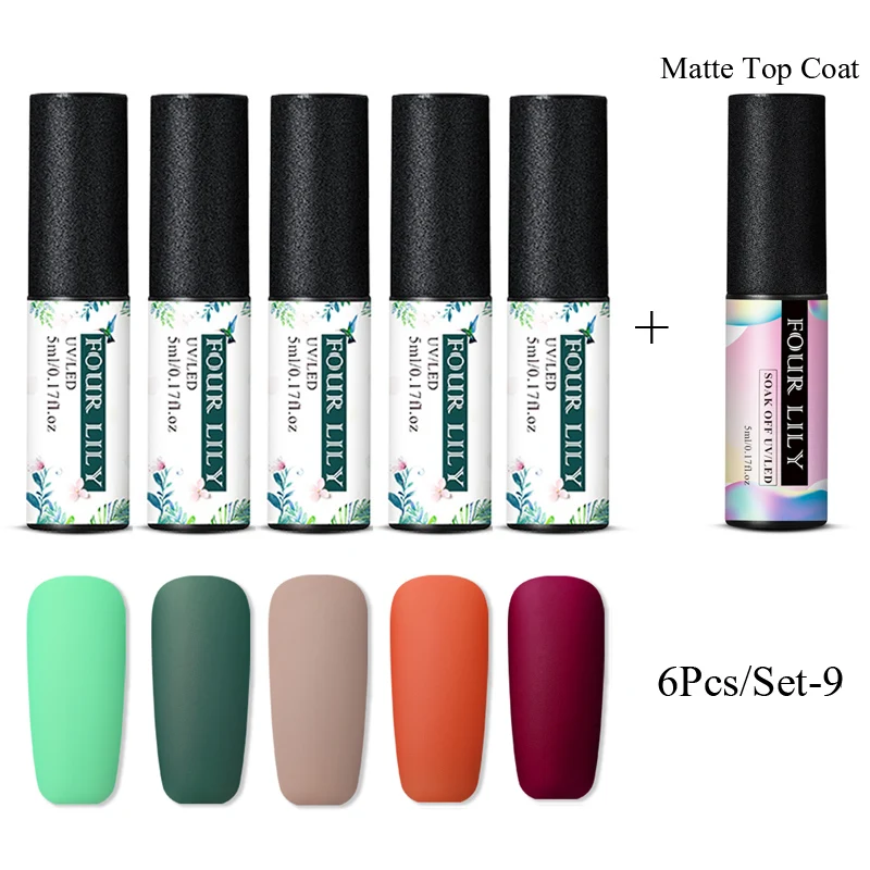 6 шт. матовый Гель-лак для ногтей 4 лилии | Красота и здоровье