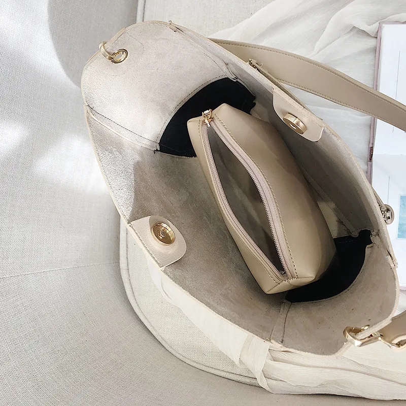 

Casual Women Buckets Bag Designer Handbags Luxury Pu Leather Shouder Messenger Bags Large Capacity Totes Female Set Bag Purses