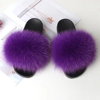 fur slides women real fox fur slippers sandals fluffy best summer flats sweet ladies shoes mateial pvc light and comfortable